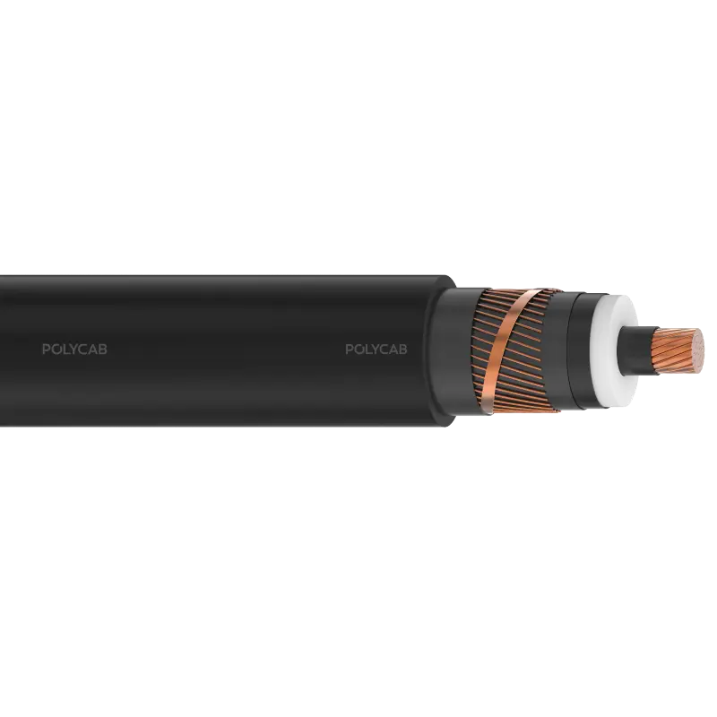 Polycab MV SC Cu XLPE AS-NZS 1.9/3.3kV Stranded Cu conductor, XLPE insulation with semi conductive layer in triple extrusion,water blocking tape over & below Cu tape screen(Optional),Cu tape with Cu wire Screened,Lead sheath(Optional) ,PVC Outer sheath with Termite protection 1.9/3.3 KV(E) SC MV Power cable - Polycab MV SC Cu XLPE AS-NZS 1.9/3.3kV - 55119