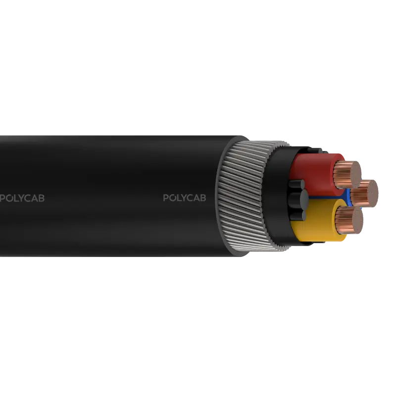 Polycab MV IS 7098-II 3C 2XWY/2XFY 3.3/3.3kV(UE) Stranded copper conductor, XLPE insulation, cores laid up,inner sheathed, GI armored & Overall outer sheathed 3.3/3.3 KV(UE)3C MV Power cable - Polycab MV IS 7098-II 3C 2XWY/2XFY 3.3/3.3kV(UE) - 55089